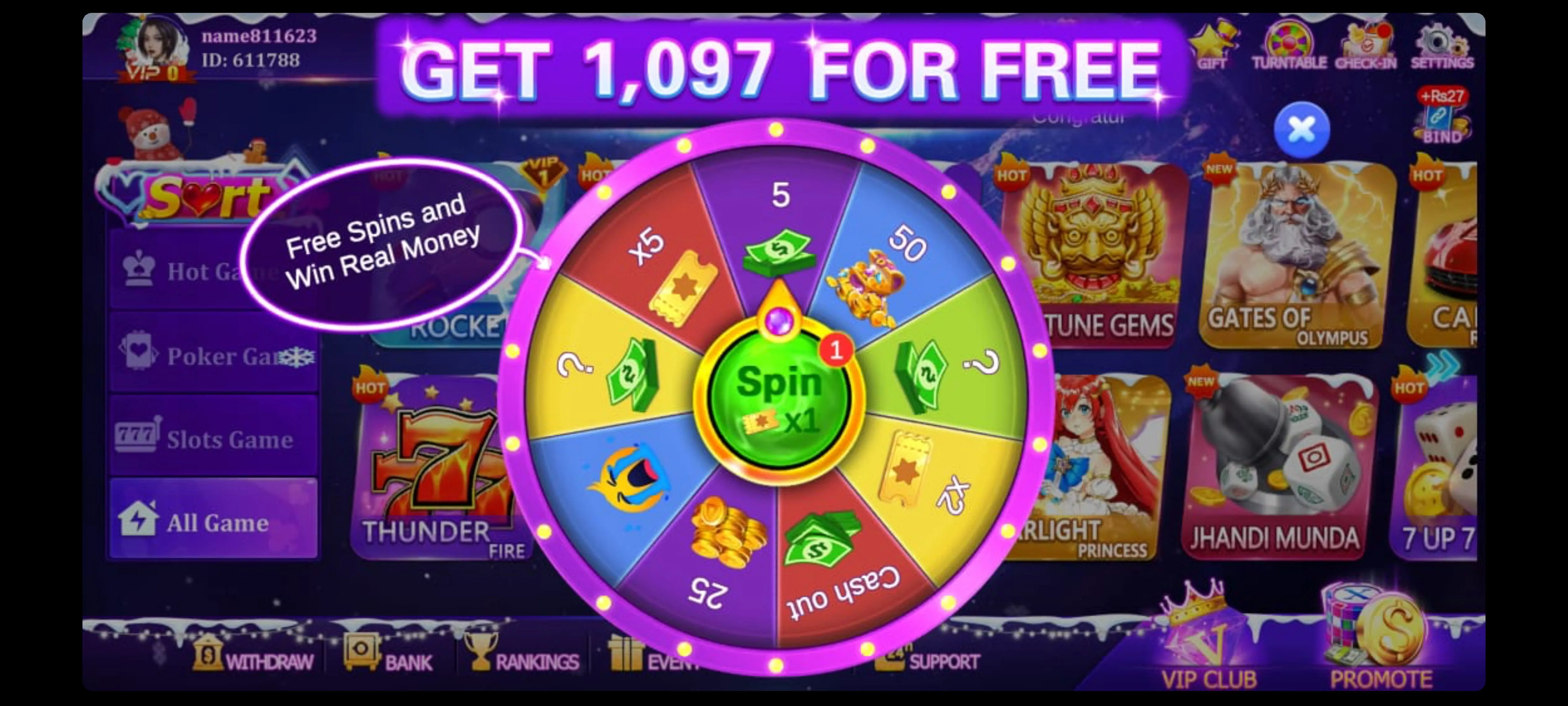 Lucky 97 Free Spins and Daily Welcome Bonuses